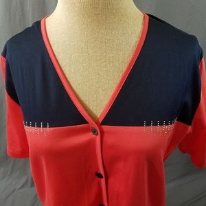 Volpato button down shirt womens size 46 italy v neck